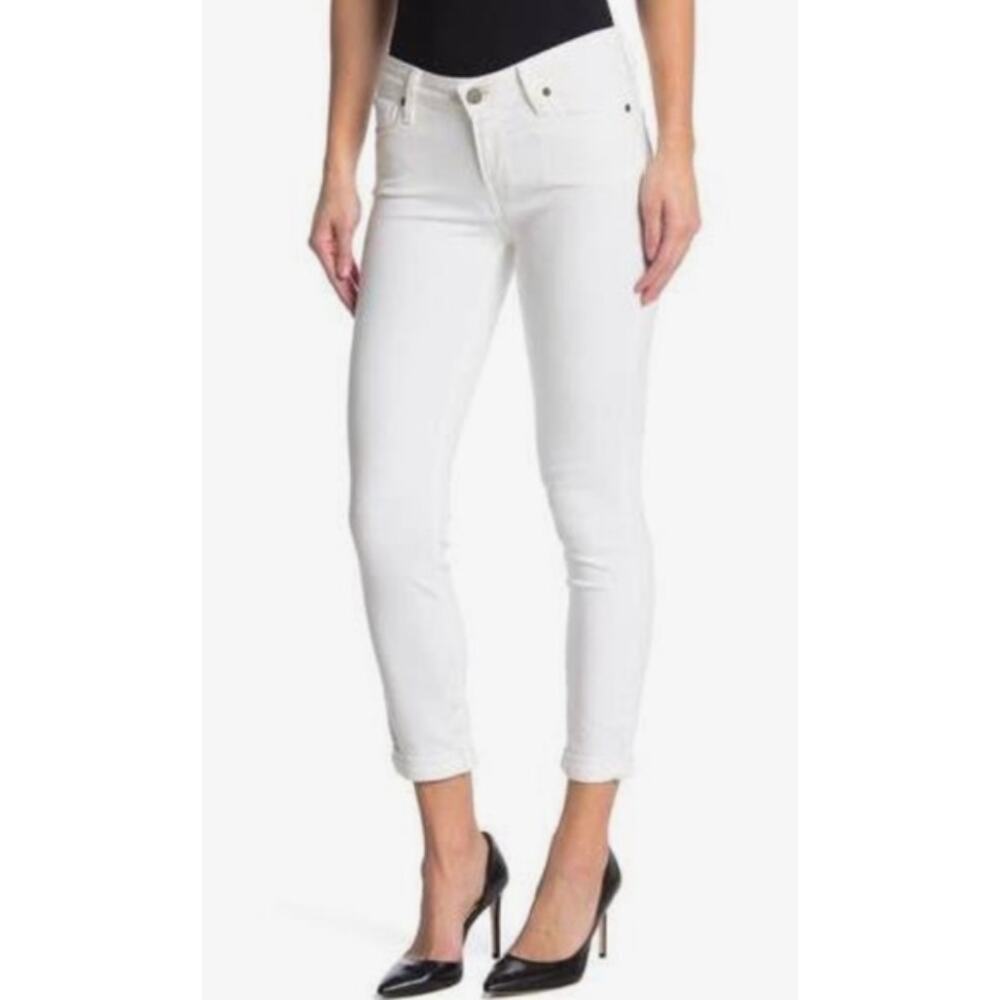 Paige Kylie Crop Jeans Stretch Skinny Leg Rolled Cuffed Denim Jean White Size 30